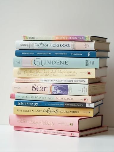 Pilha de capas de livros relacionados a mindfulness e bem-estar.