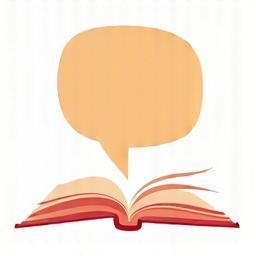 Imagem estilizada de um balão de fala dentro de um contorno de livro, representando discussões de livros.